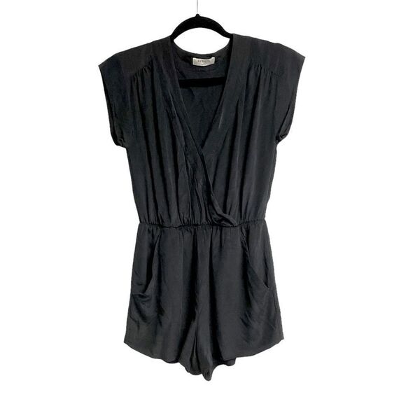ARITZIA Babaton Corbett Silk Shorts Faux Wrap Romper Black S - Picture 4 of 7